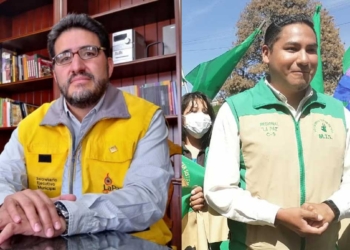 Los candidatos a la Alcaldía de La Paz por Soberanía y Libertad (Sol.bo) y el Movimiento Tercer Sistema (MTS), Álvaro Blondel y Ronald Escobar