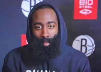James Harden, en su primera declaración como jugador de los Nets. | Foto: Marca