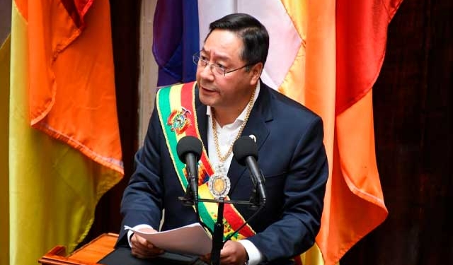 Presidente Luis Arce Catacora brinda su discurso en el aniversario del Estado Plurinacional de Bolivia | Foto: La Razón