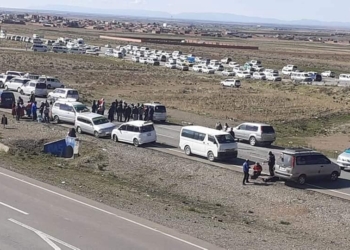 Uno de los puntos de bloqueo del paro de transportes ubicado en la ciudad de El Alto | Foto: RRSS