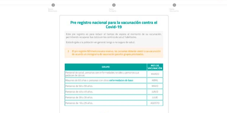 Gobierno lanza oficialmente el pre registro de vacunación contra el coronavirus