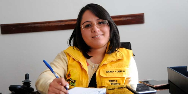 Presidenta del Concejo Municipal de La Paz, Andrea Cornejo | Foto: AMN