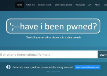 Captura de pantalla del sitio haveibeenpwned.com