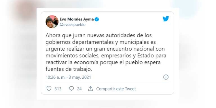 Tweet de Evo Morales
