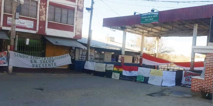 Bloqueo del paso fronterizo con Argentina, en Villazón. Foto: RRSS