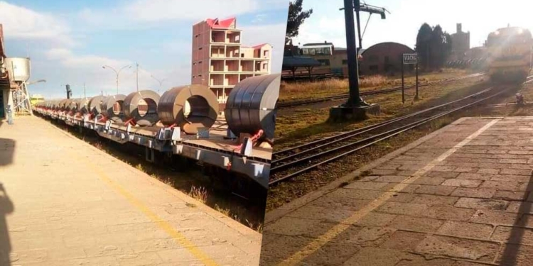 Tren de carga binacional arriba a Viacha desde Arica Chile