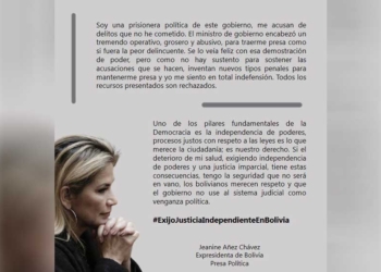 Mensaje de la expresidenta de Bolivia en RRSS