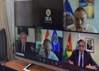 Imagen de la reunión virtual del Consejo Permanente de la OEA. CANCILLERÍA BOLIVIA