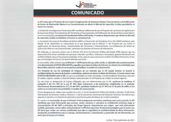 Gobierno comunica que el Proyecto de Ley Contra la Legitimación de Ganancias Ilícitas no afecta al periodismo