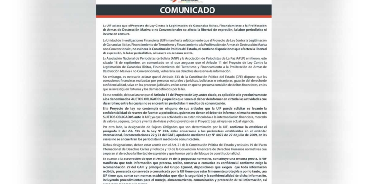 Gobierno comunica que el Proyecto de Ley Contra la Legitimación de Ganancias Ilícitas no afecta al periodismo