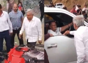 El saludo de AMLO a la madre de Joaquín Guzmán en Badiraguato, Sinaloa