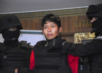 Matusalén Mancilla, el asesino confeso de Mayerli Sandy, presentado este miércoles por la Policía. / Foto: APG