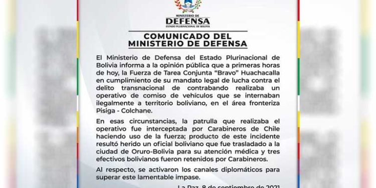 Comunicado del Min. de Defensa de Bolivia