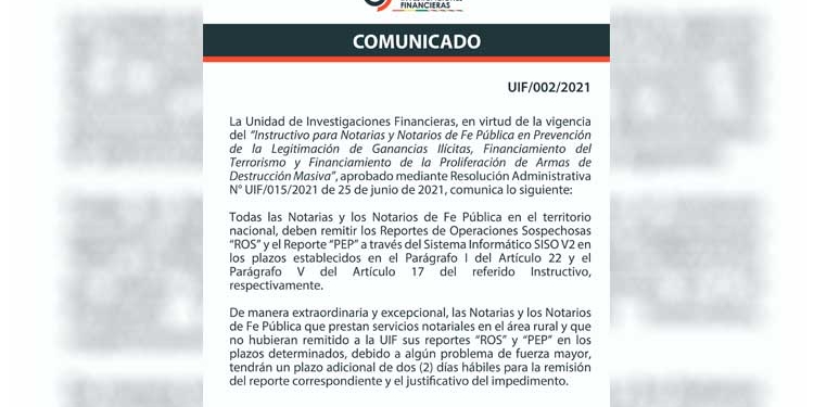 Comunicado obtenido del sitio institucional