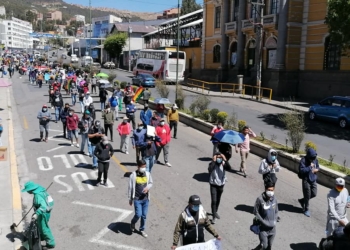 Una pasada movilizacion de gremiales en La Paz. Foto: ERBOL