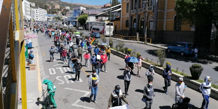 Una pasada movilizacion de gremiales en La Paz. Foto: ERBOL