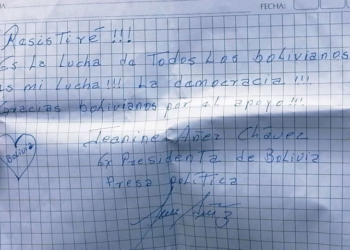 Jeanine Áñez: ‘Resistiré’ y ‘Gracias bolivianos por el apoyo’