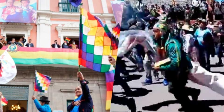 Arce celebra en la Plaza Murillo mientras en Potosí y Santa Cruz se producen hechos violentos