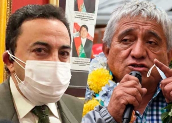 Concejal opositor Pierre Chain y alcalde Iván Arias
