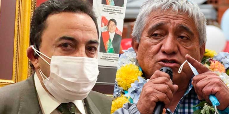 Concejal opositor Pierre Chain y alcalde Iván Arias
