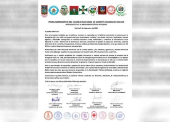 Comités cívicos de ocho Departamentos expresan solidaridad con Potosí