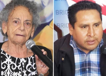 La presidenta de la Apdhb, Amparo Carvajal, y el dirigente afín al MAS Edgar Salazar. | Los Tiempos