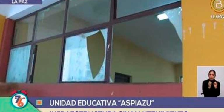 Muestran deterioros y total abandono de la Alcaldía paceña en la unidad educativa Agustín Aspiazu