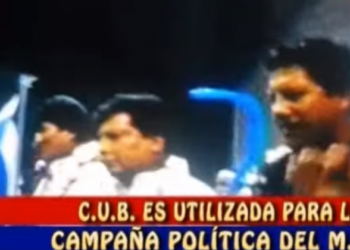 Max Mendoza en campaña con Evo Morales.