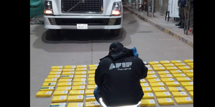 El camión interceptado por agentes de la DGA de Argentina. Foto: Dirección General de Aduanas de Argentina