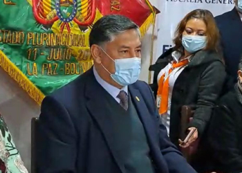 Fiscal Lanchipa este lunes en La Paz. Foto: ERBOL.