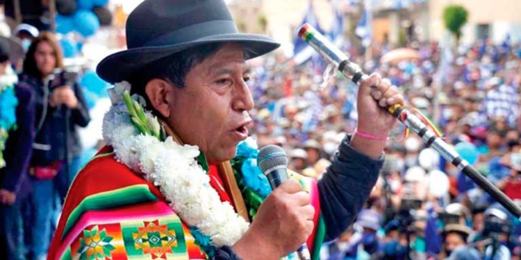 David Choquehuanca, vicepresidente de Bolivia, en campaña