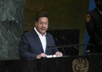 El presidente Luis Arce, ayer durante su intervención en las Naciones Unidas. | EFE