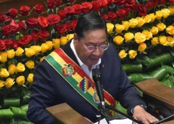 El presidente de Bolivia, Luis Arce, en el informe de su segundo año de gestión