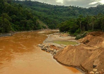 Paisaje alterado por la minería aurífera en la localidad de Mayaya sobre el Río Kaka. | Foto archivo | Eduardo Franco Berton