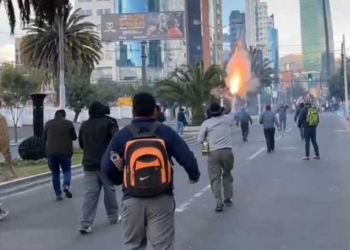 Contramarcha de sectores afines al MAS en la zona Sur de La Paz. Foto: captura video