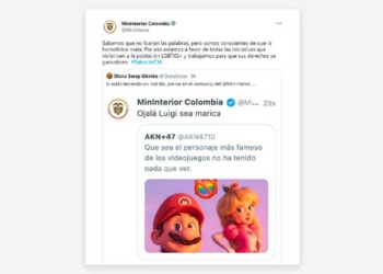 El Ministerio del Interior de Colombia se disculpa por tuit: "Ojalá Luigi sea marica"