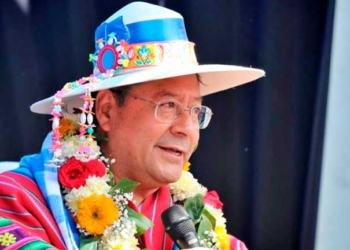 El presidente Luis Arce en el acto por el XXVI aniversario del Conamaq