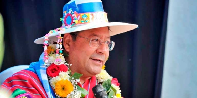El presidente Luis Arce en el acto por el XXVI aniversario del Conamaq