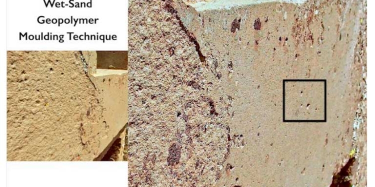 "Aquí tenemos todas las características de 
un artefacto que se obtuvo machacando arena 
húmeda en un molde. Así se obtiene una superficie 
muy, muy precisa, muy limpia, muy plana y en la 
superficie, se ven burbujas pequeñas, burbujas de 
aire semi esféricas que se sitúan contra el molde".