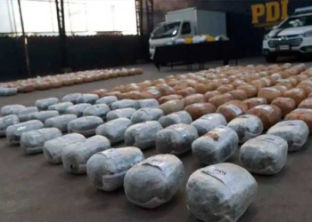 La droga era trasportada desde Bolivia a Chile, ingresaba por un paso del sector de Colchane. Foto: Twitter @PDI_CHILE