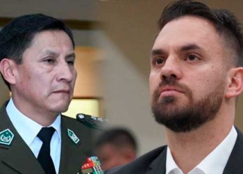 El director nacional de la FELCN, Ismael Villca / Ministro de Gobierno, Eduardo Del Castillo