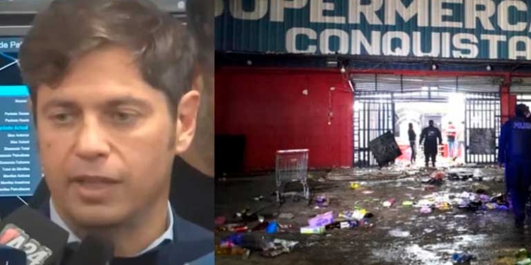 El gobernador bonaerense Axel Kicillof aseguró que ya suman 94 detenidos por los saqueos registrados en comercios del conurbano y la provincia de Buenos Aires. | Imagen: Radio Mitre