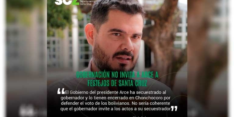 Santa Cruz no invitará a Luis Arce a sus actos por el Día de la Libertad
