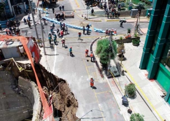 Derrumbe en la avenida 20 de Octubre.