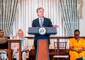 El secretario de Estado de EE.UU., Antony Blinken, habla durante la presentación del Informe sobre la trata de personas en el mundo, este 24 de junio de 2024, en Washington. EFE/Shawn Thew