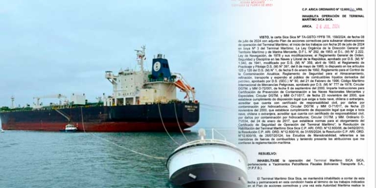 Inhabilitación de terminal marítima de Sica Sica en Chile retrasa importación de diésel a Bolivia