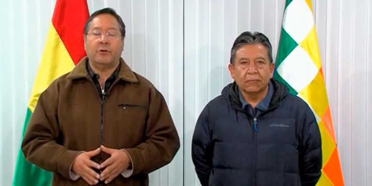 Mensaje de Arce  difundido por medios estatales