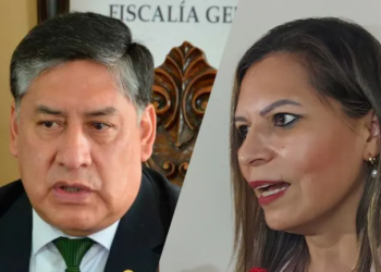 El fiscal general del Estado, Juan Lanchipa / La ahora exfiscal Sandra Gutiérrez