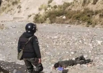 na imagen del cuerpo del segundo policía muerto en Llallagua. Foto: APG