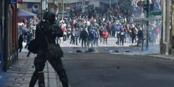 Manifestantes en La Paz